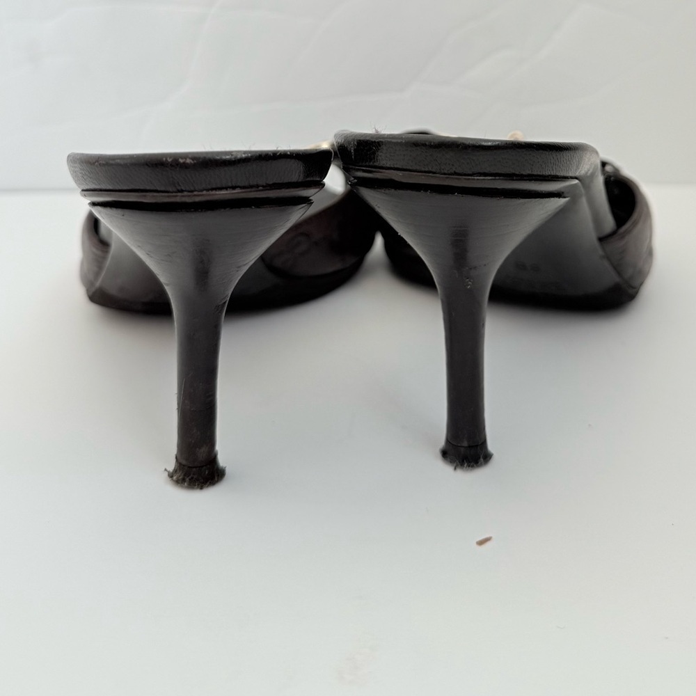 Gucci Vintage Brown Leather Guccissima Horsebit Mules Sandals Heels 8 - Picture 5 of 8